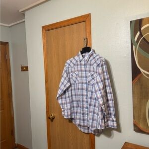 Ely Cattleman XXL w/Checked Print Long Sleeve Pearl Snap Western Shirt - EUC